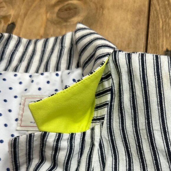 GAP Navy and White‎ Ticking Blazer Jacket  Linen Cotton 4 - Picture 4 of 8